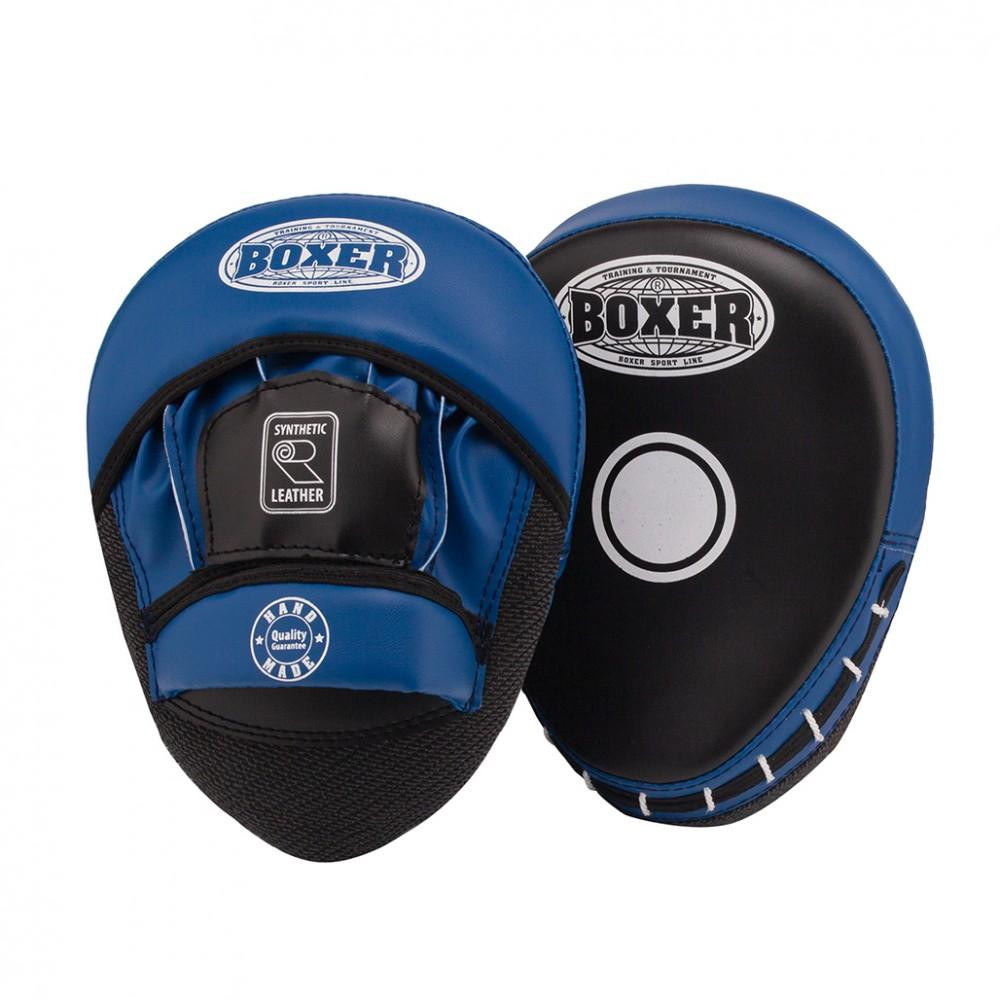 Boxer Sport Line Лапа боксерская гнутая 0,8мм наполнителя, кожвинил, черный/синий (2013-01B) - зображення 1