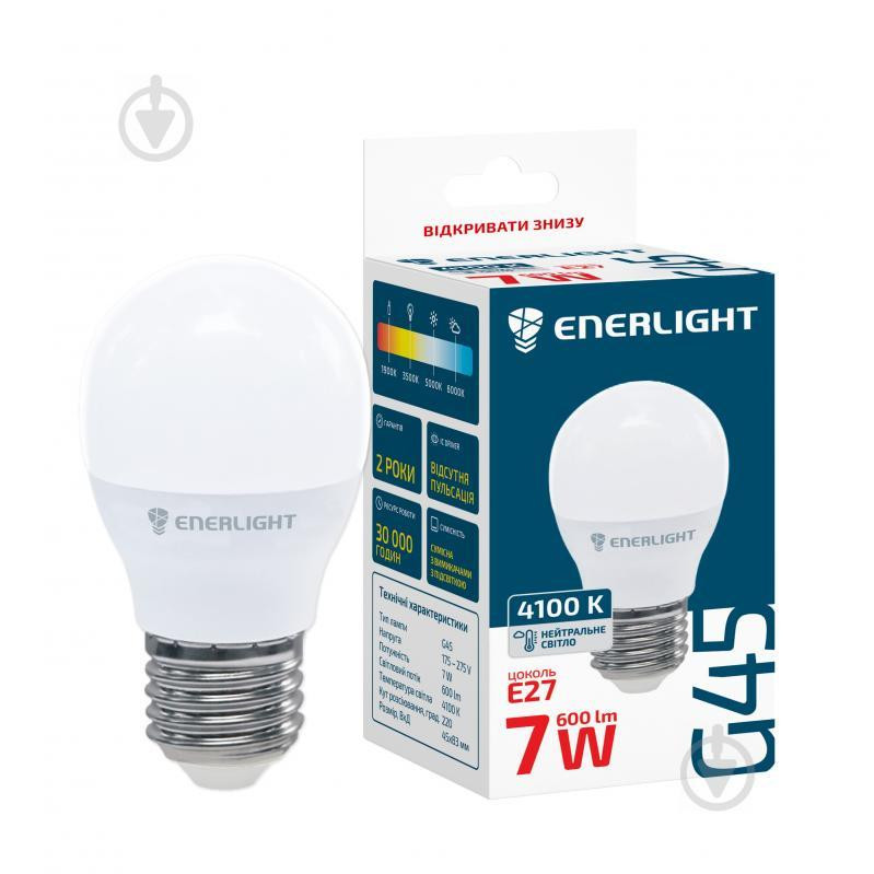 Enerlight LED G45 7W 4100K E27 (G45E277SMDNFR) - зображення 1