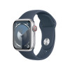 Apple Watch Series 9 GPS + Cellular 41mm Silver Alu. Case w. Storm Blue Sport Band - M/L (MRHW3) - зображення 1