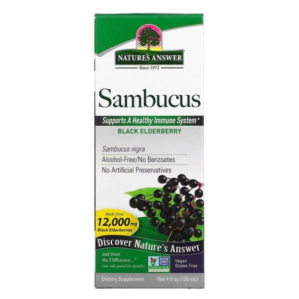 Natures Answer Черная бузина, Sambucus Black Elderberry, , 12000 мг, 120 мл - зображення 1