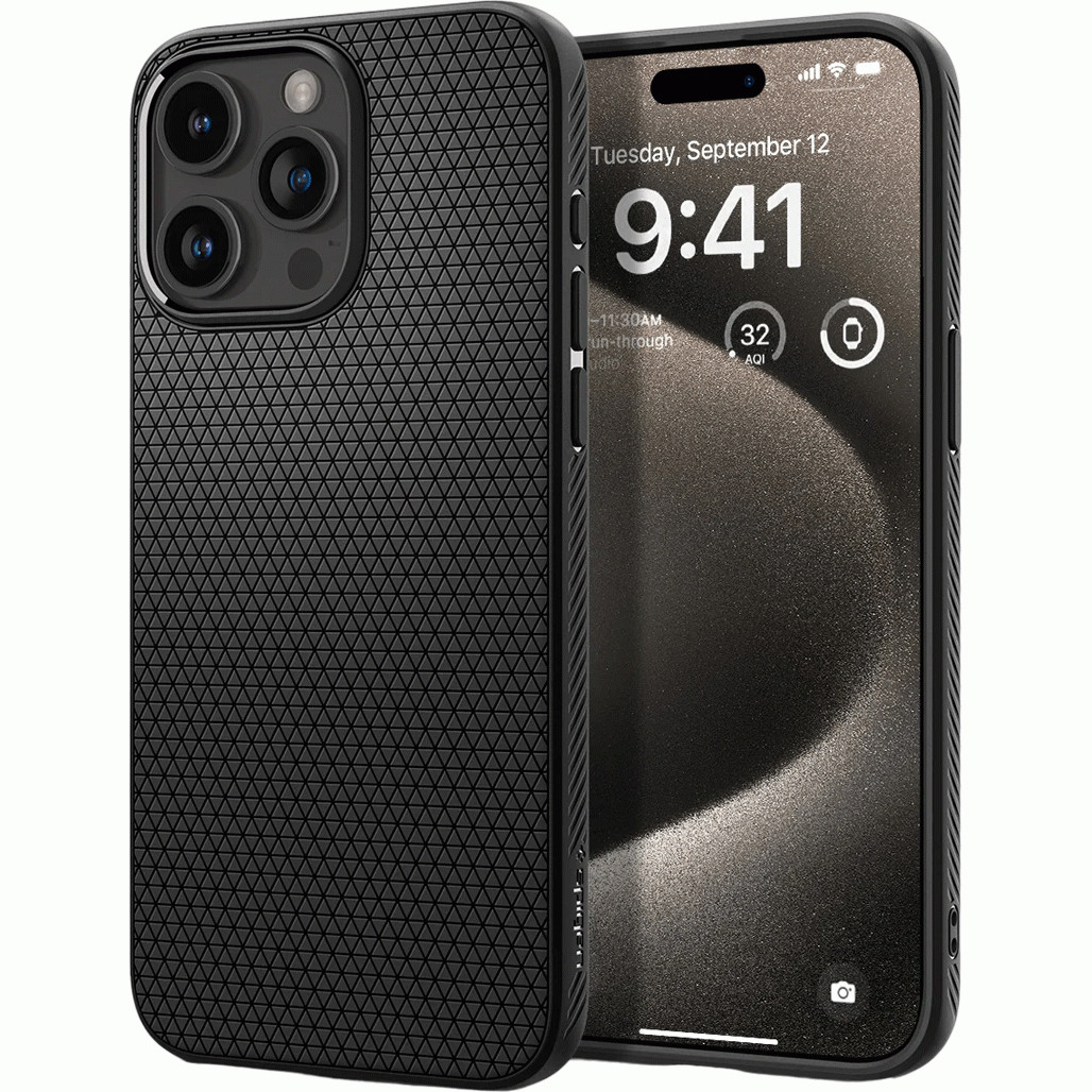 Spigen iPhone 15 Pro Max Liquid Air Case Matte Black (ACS06562) - зображення 1