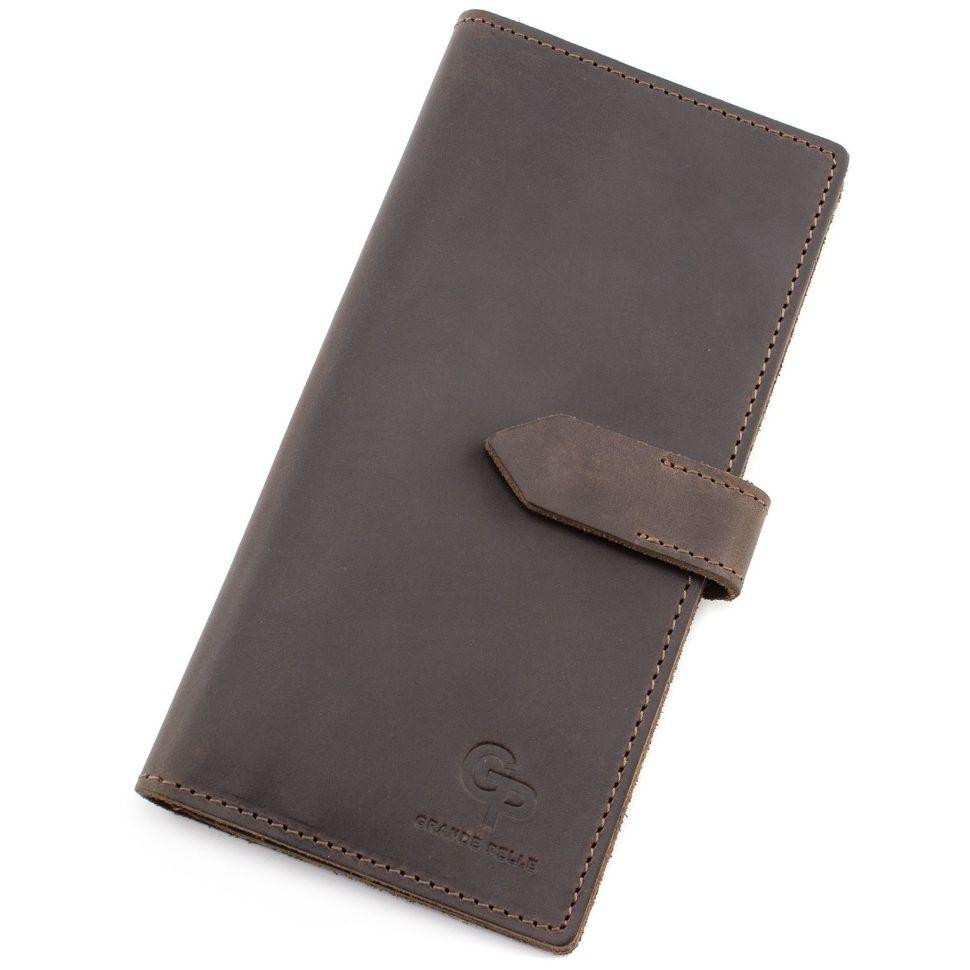 Grande Pelle Темно-коричневий стильний гаманець ручної роботи  (13014) - зображення 1