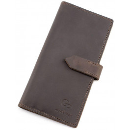 Grande Pelle Темно-коричневий стильний гаманець ручної роботи  (13014)
