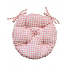 Прованс Подушка для стула круглая Bella Розовая клеточка (013568)