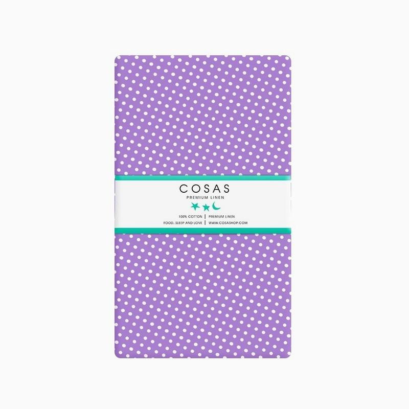 COSAS Простыня на резинке Бязь Фиолетовый горох 60х120 (4822052895771) - зображення 1
