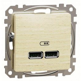 Schneider Electric Розетка USB тип A+A 21A Sedna Elements  SDD180401 Береза