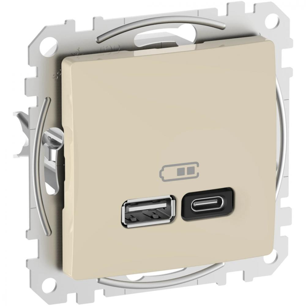 Schneider Electric Розетка USB тип A+C (45 Вт)  Sedna Design SDD112404 Бєжевий - зображення 1
