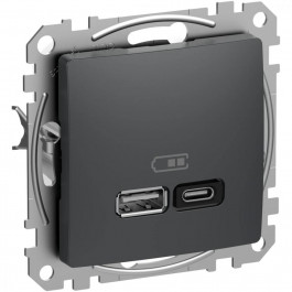 Schneider Electric Розетка USB тип A+C (45 Вт)  Sedna Design SDD114404 Чорний
