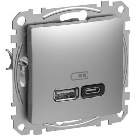 Schneider Electric Розетка USB тип A+C (45 Вт)  Sedna Design SDD113404 Алюміній