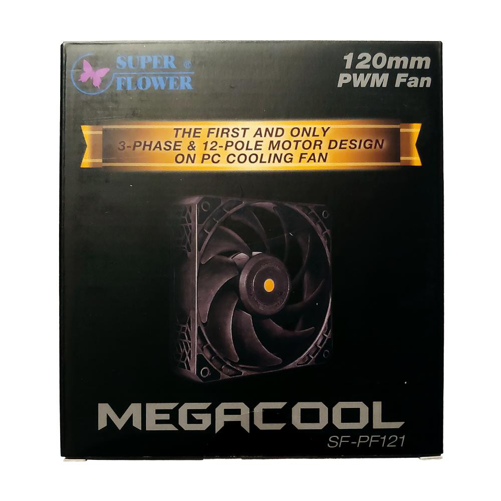 Super Flower MEGACOOL 120mm PWM Fan SF-PF121-BK Black/Grey (ZFB123012D) - зображення 1