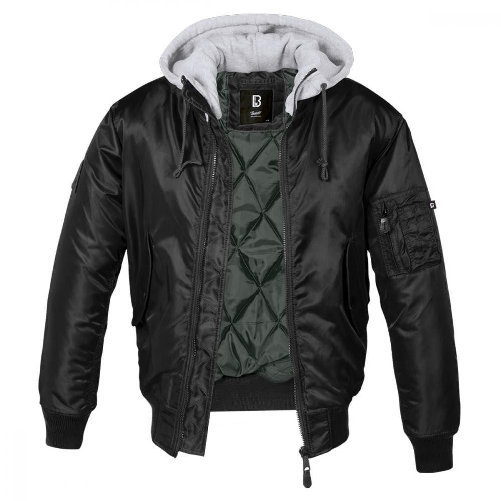 Brandit Куртка  MA1 Sweat Hooded Jacket - Black/Grey S - зображення 1