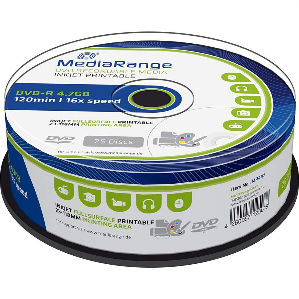 MediaRange DVD-R 4.7GB 120min 16x 25 шт (MR407) - зображення 1