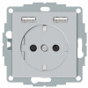 Schneider Electric Merten System M MTN2366-0460 2 USB алюминий - зображення 1