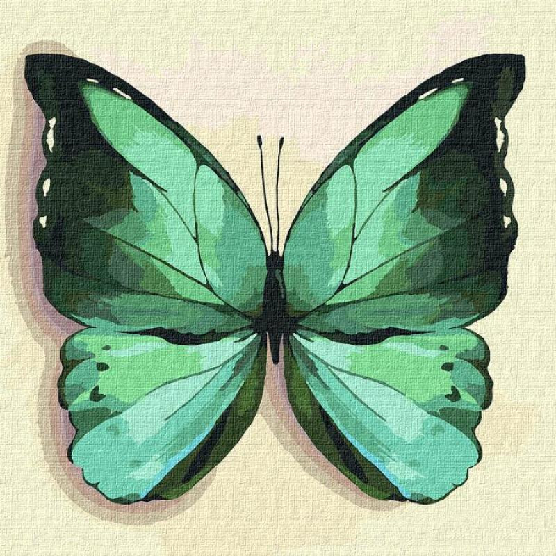 Ідейка Картина по номерам  Зеленая бабочка 25х25 KHO4208 - зображення 1