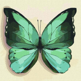 Ідейка Картина по номерам  Зеленая бабочка 25х25 KHO4208
