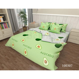 Selena Постільна білизна Авокадо green-grey бязь  100307 Двоспальний євро комплект (210100307035)