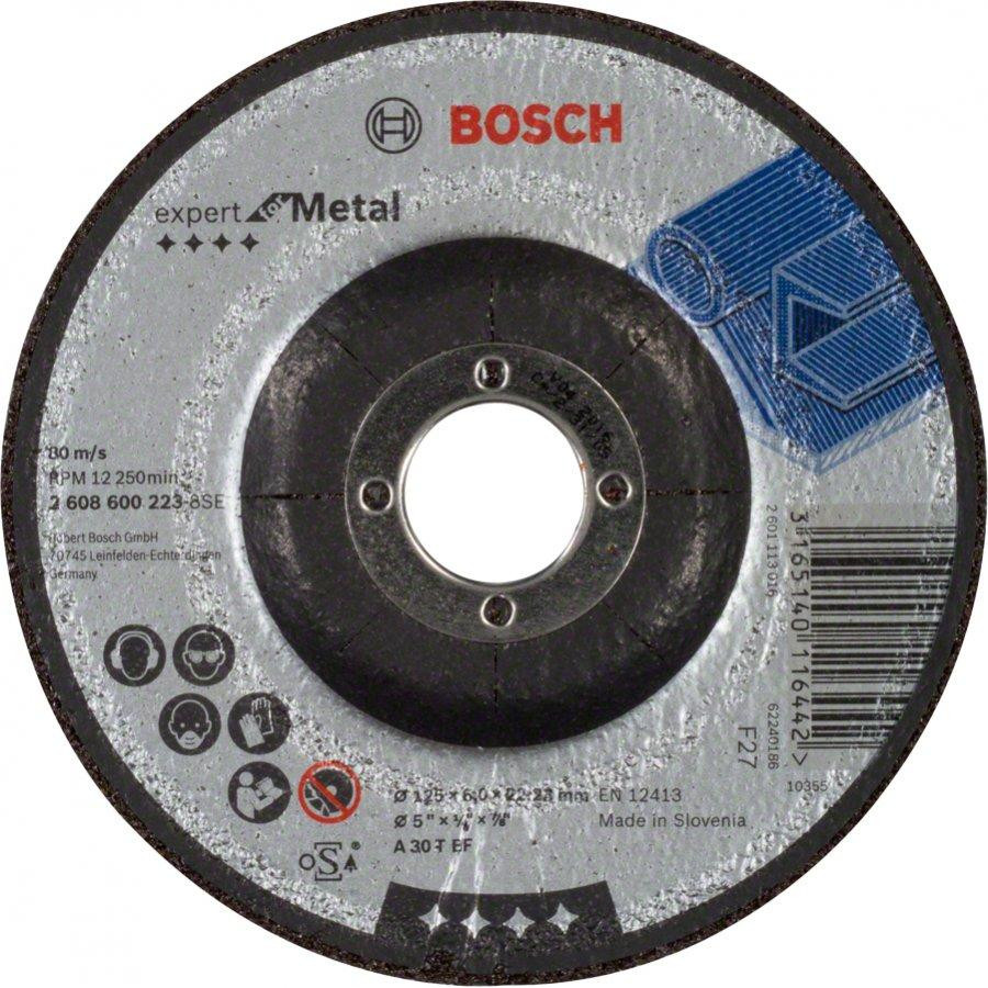 Bosch Диск шлифовальный по металлу Bosch 125x6x22.2 мм, выпуклый, Expert for Metal (2608600223) - зображення 1