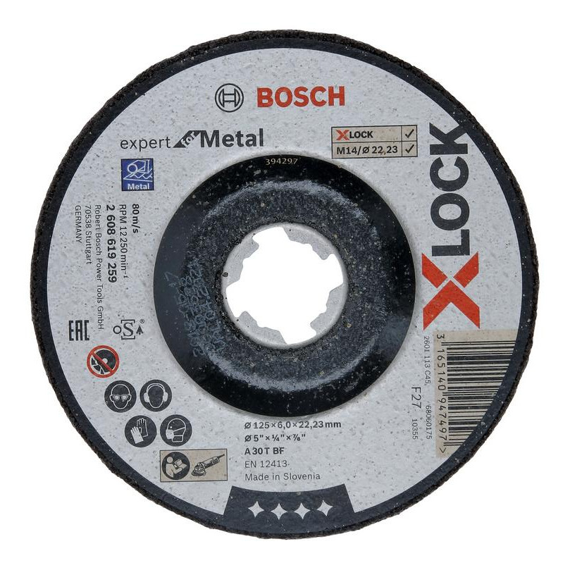 Bosch Диск обдирочный по металлу 125 x 6 x 22,23 мм X-LOCK Expert for Metal BOSCH (2608619259) - зображення 1