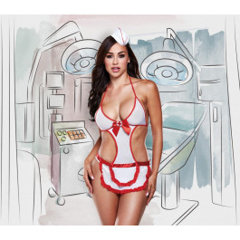 Baci NURSES NEGLIGEE WITH RED DETAILS AND HAT (BAC1234)
