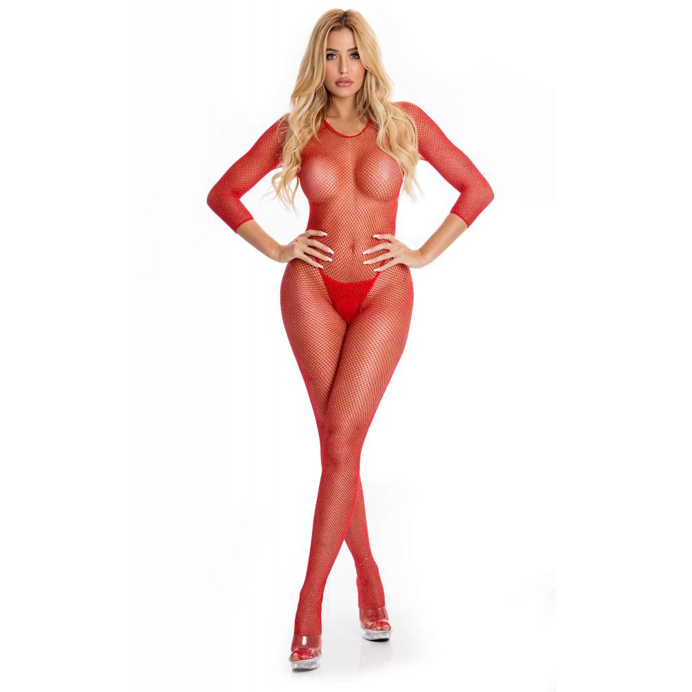 Pink Lipstick Комбінезон RISQUE CROTCHLESS BODYSTOCKING RED, S/M (7227052REDSM) - зображення 1