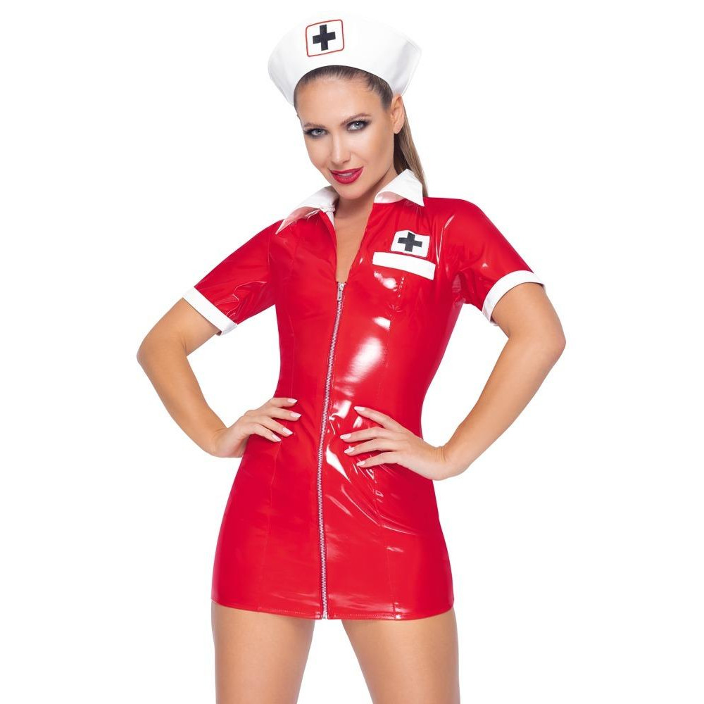 Black Level Костюм медсестры красный  Vinyl Nurse red XL (28510833052) - зображення 1