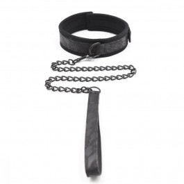 DS Fetish Collar with leash black (262400120)
