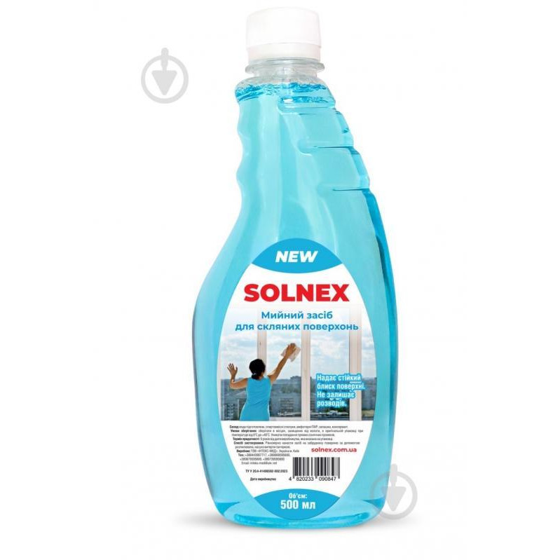 SOLNEX Засіб миючий для скла та дзеркал  запаска 0,5 л (4820233090854) - зображення 1