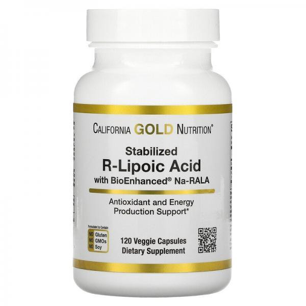 California Gold Nutrition Стабилизированная R-липоевая кислота, Stabilized R-Lipoic Acid, , 120 растительных капсул - зображення 1