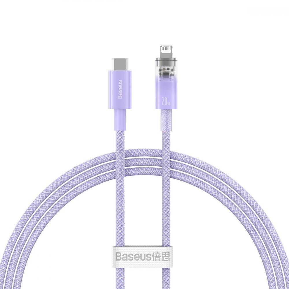 Baseus Explorer Series Fast Charging Cable Type-C to Lightning 20W 1m Purple (CATS010205) - зображення 1