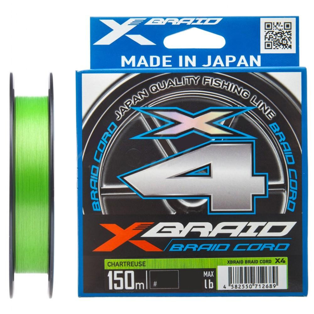 YGK X-Braid Cord x4 / Chartreuse / #2.0 / 0.235mm 150m 13.61kg - зображення 1