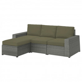 IKEA SOLLERON, 494.137.30, 3-місний модульний диван, зовні, з підніжком темно-сірого кольору, FROSON, Дув