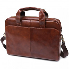 Vintage Містка чоловіча сумка для ноутбука з високоякісної шкіри коричневого кольору  (20470)