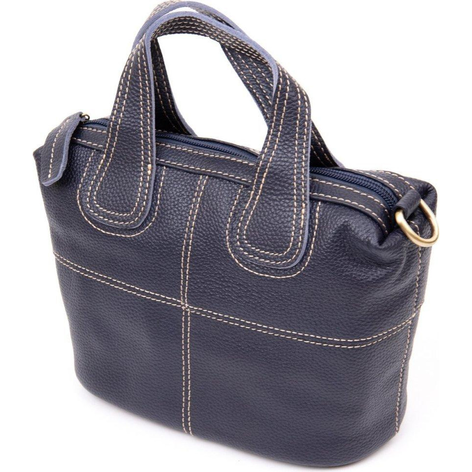 Vintage Синяя женская сумка на молнии из кожи флотар  (20406) - зображення 1