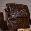 Vintage Сумка  14698 коричнева чоловіча шкіряна з тисненням під крокодила - зображення 2