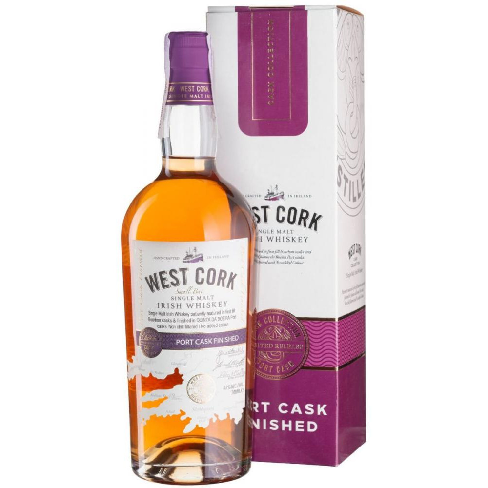 West Cork Віскі  Small Batch Port Cask, gift box 0,7 л (5391524714388) - зображення 1