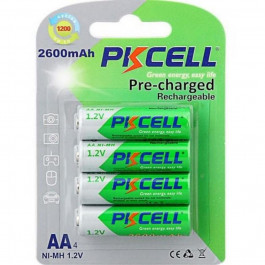 PKCELL AA 2600mAh NiMH 4шт Pre-charged Rechargeable (6942449546258)