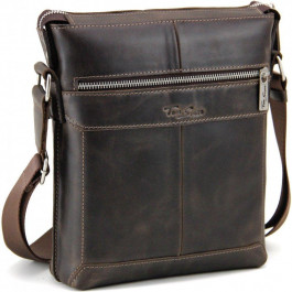 Tom Stone Мужская сумка-планшет на плечо из винтажной кожи в коричневом цвете  (10954)