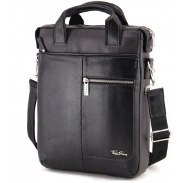 Tom Stone Мужская сумка небольшого размера из натуральной кожи черно-серого цвета  (10975)
