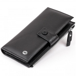 ST Leather Оригінальний гаманець шкіряний жіночий на хлястику з кнопкою  19280 чорний