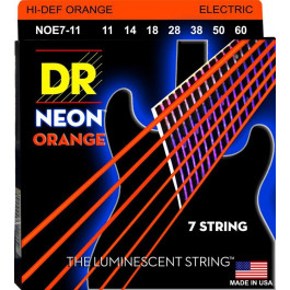 DR NOE7-11 Hi-Def Neon Orange K3 Coated Extra Heavy 7-String Electric Guitar 11/60