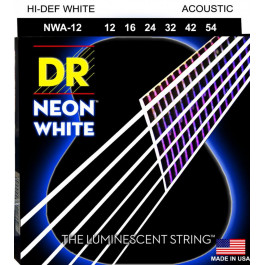 DR Струны для акустической гитары  NWA-12 Hi-Def Neon White K3 Coated Acoustic Guitar Strings 12/54