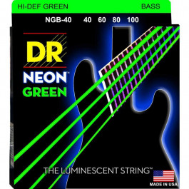 DR Струны для бас-гитары  NGB-40 Hi-Def Neon Green K3 Coated Light Bass Guitar 4 Strings 40/100