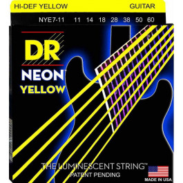 DR NYE7-11 Hi-Def Neon Yellow K3 Coated Heavy 7-String Electric Guitar 11/60