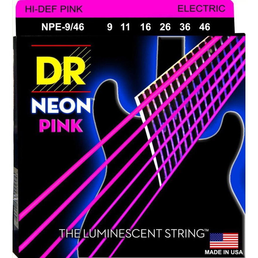 DR NPE-9/46 Hi-Def Neon Pink K3 Coated Light Heavy Electric Guitar Strings 9/46 - зображення 1
