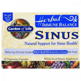 Garden of Life Травяной Комплекс для поддержки иммунитета, Herbal Immune Balance Sinus, Garden of Life, 30 вегетари