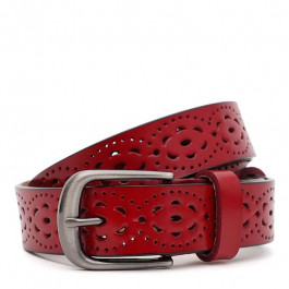 Borsa Leather Ремінь жіночий шкіряний з перфорацією червоний  CV1ZK-040r-red