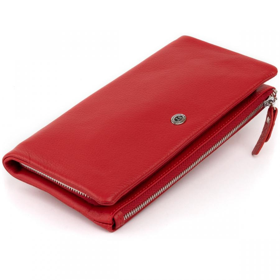 ST Leather Гаманець-клатч зі шкіри з кишенею для мобільного  19315 Червоний - зображення 1
