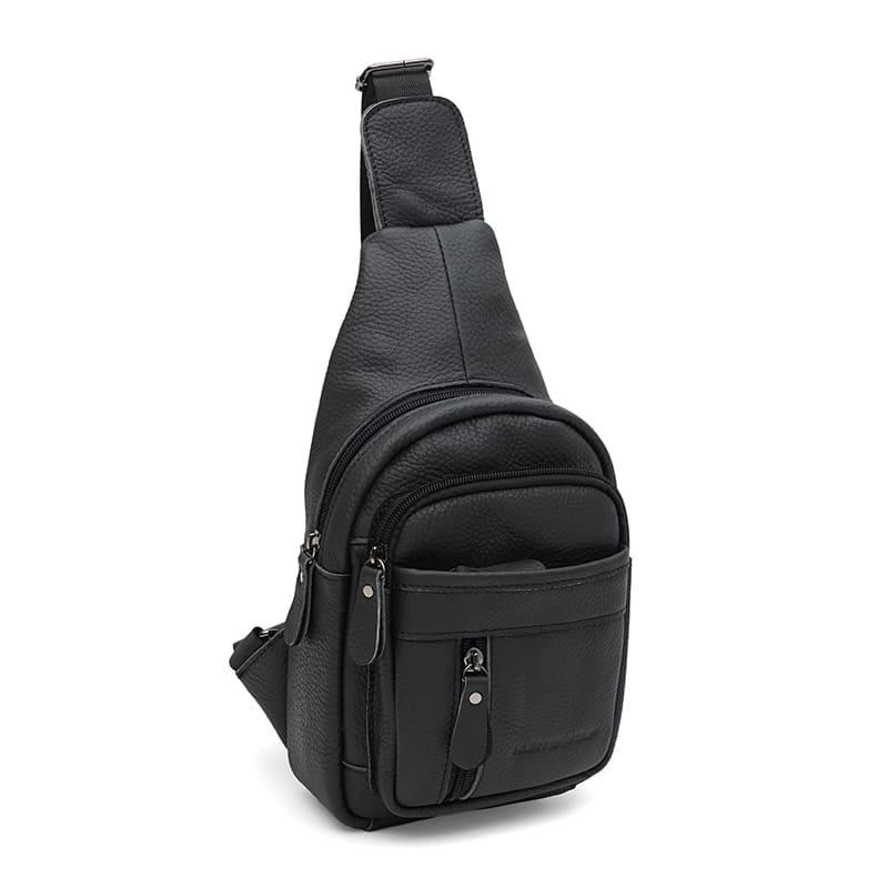 Keizer Чоловічий рюкзак шкіряний через плече чорний  K1223abl-black - зображення 1