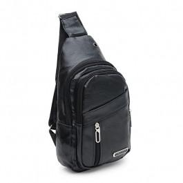 Monsen Чоловічий рюкзак чорний через плече з екошкіри  C1920bl-black