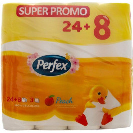 Perfex Папір туалетний  Персик 3 шари 24+8 шт (8606110850652)